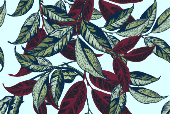 Enhance Your Designs with Floral Vector Pattern Green and Red Leaf