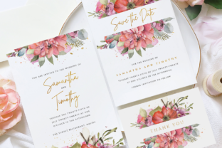 Floral and Gold Wedding Invite Suite: A Perfect Addition to Your Spring or Summer Wedding