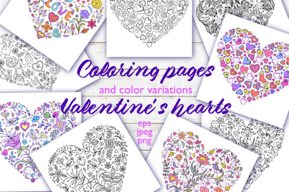 Floral Hearts - Coloring Pages: Evaluating Vector Assets for Creative and Commercial Use