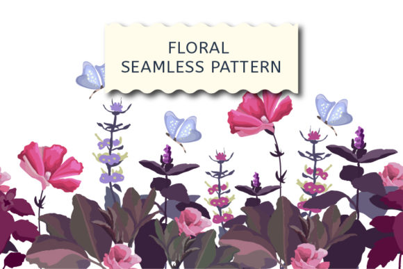 Floral Seamless Border, Pink, Purple: Integrating Botanical Vectors into Creative Workflows