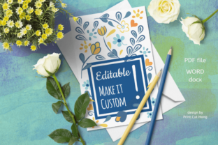 White Blue Floral Cards Editable PDF